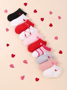 10 Pairs Of Baby Girl Boat Socks Toddler Love Low Cut Nude Socks