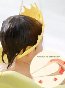 1pc Crown Shaped Adjustable Elastic Baby Shower Cap, Waterproof Shampoo Bath Ion Cover, Ear/Eye Guard Design, Kid Shampoo Cap, Bath