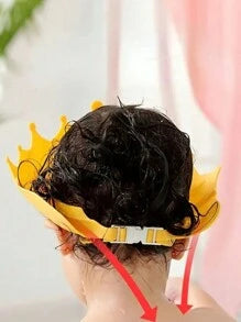 1pc Crown Shaped Adjustable Elastic Baby Shower Cap, Waterproof Shampoo Bath Ion Cover, Ear/Eye Guard Design, Kid Shampoo Cap, Bath