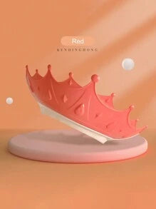 1pc Crown Shaped Adjustable Elastic Baby Shower Cap, Waterproof Shampoo Bath Ion Cover, Ear/Eye Guard Design, Kid Shampoo Cap, Bath