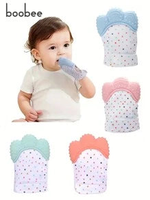 1pc Soft Breathable Silicone Gloves - Dotted Pattern, Suitable For Boys And Girls, Fit For Babies 3 Months And Above, Perfect For Baby Shower, Halloween, Christmas, New Year Gifts