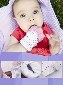 1pc Soft Breathable Silicone Gloves - Dotted Pattern, Suitable For Boys And Girls, Fit For Babies 3 Months And Above, Perfect For Baby Shower, Halloween, Christmas, New Year Gifts