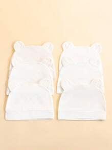 6pcs Newborn Baby Cotton Cute Hospital Hats, Thin & Breathable For Baby Boys & Girls, Suitable For Spring & Summer, Excellent As Gift