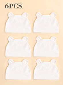 6pcs Newborn Baby Cotton Cute Hospital Hats, Thin & Breathable For Baby Boys & Girls, Suitable For Spring & Summer, Excellent As Gift