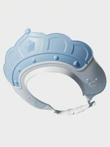 1pc Crown Shaped Adjustable Elastic Baby Shower Cap, Waterproof Shampoo Bath Ion Cover, Ear/Eye Guard Design, Kid Shampoo Cap, Bath