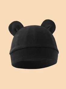 4pcs Newborn Infant Cotton Double-Ear Beanie Hat Set, Soft Knit, Simple, Breathable, Warm, Suitable For Newborn Baby Daily Wear To Head