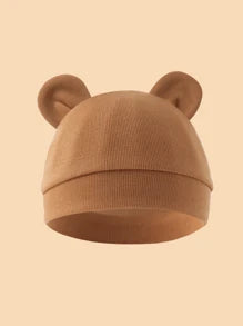 4pcs Newborn Infant Cotton Double-Ear Beanie Hat Set, Soft Knit, Simple, Breathable, Warm, Suitable For Newborn Baby Daily Wear To Head