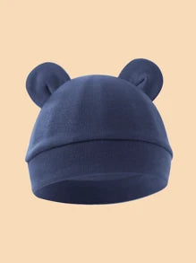 4pcs Newborn Infant Cotton Double-Ear Beanie Hat Set, Soft Knit, Simple, Breathable, Warm, Suitable For Newborn Baby Daily Wear To Head