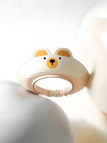 1 Piece Of Baby PP+TPE Shampoo Cap Cartoon Bear Design Shower Cap 3-Layer Waterproof Bath Ear Cap Soft And Comfortable Fit The Head Without Pinching The Skin Adjustable Size Not Suitable For Babies Under 1 Year Old