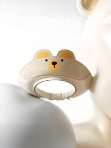 1 Piece Of Baby PP+TPE Shampoo Cap Cartoon Bear Design Shower Cap 3-Layer Waterproof Bath Ear Cap Soft And Comfortable Fit The Head Without Pinching The Skin Adjustable Size Not Suitable For Babies Under 1 Year Old