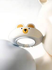 1 Piece Of Baby PP+TPE Shampoo Cap Cartoon Bear Design Shower Cap 3-Layer Waterproof Bath Ear Cap Soft And Comfortable Fit The Head Without Pinching The Skin Adjustable Size Not Suitable For Babies Under 1 Year Old