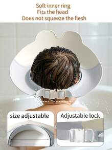 1 Piece Of Baby PP+TPE Shampoo Cap Cartoon Bear Design Shower Cap 3-Layer Waterproof Bath Ear Cap Soft And Comfortable Fit The Head Without Pinching The Skin Adjustable Size Not Suitable For Babies Under 1 Year Old