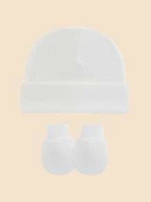 4pcs Set Blue Newborn Hospital Hat, Baby Hat And Anti-Scratch Mittens Set, Suitable For 0-3 Months Newborn Baby Boys, Essential Baby Hat, Knit Cap And Gloves, Casual Daily Wear