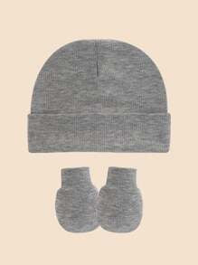 4pcs Set Blue Newborn Hospital Hat, Baby Hat And Anti-Scratch Mittens Set, Suitable For 0-3 Months Newborn Baby Boys, Essential Baby Hat, Knit Cap And Gloves, Casual Daily Wear