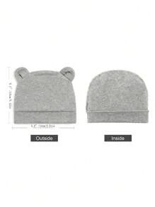 4 Sets Baby Bear Ear Hat & Mittens, Soft Skin-Friendly Newborn Gift For Baby Boys Girls 0-6M, Ideal For Hospital & Shower
