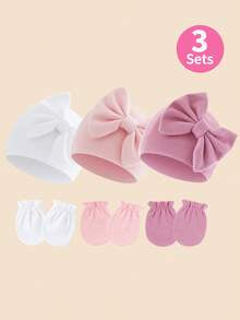 3pcs/Set Newborn Baby Bow Decor Outfit Set