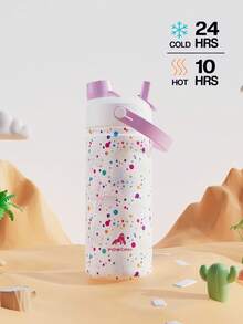 Powcan 18oz Insulated Water Bottle With 2-In-1 Straw Lid, 24 Hours Cold Retention, Leak-Proof, Stainless Steel Double Wall, Suitable For Sports, Fitness, Travel And School