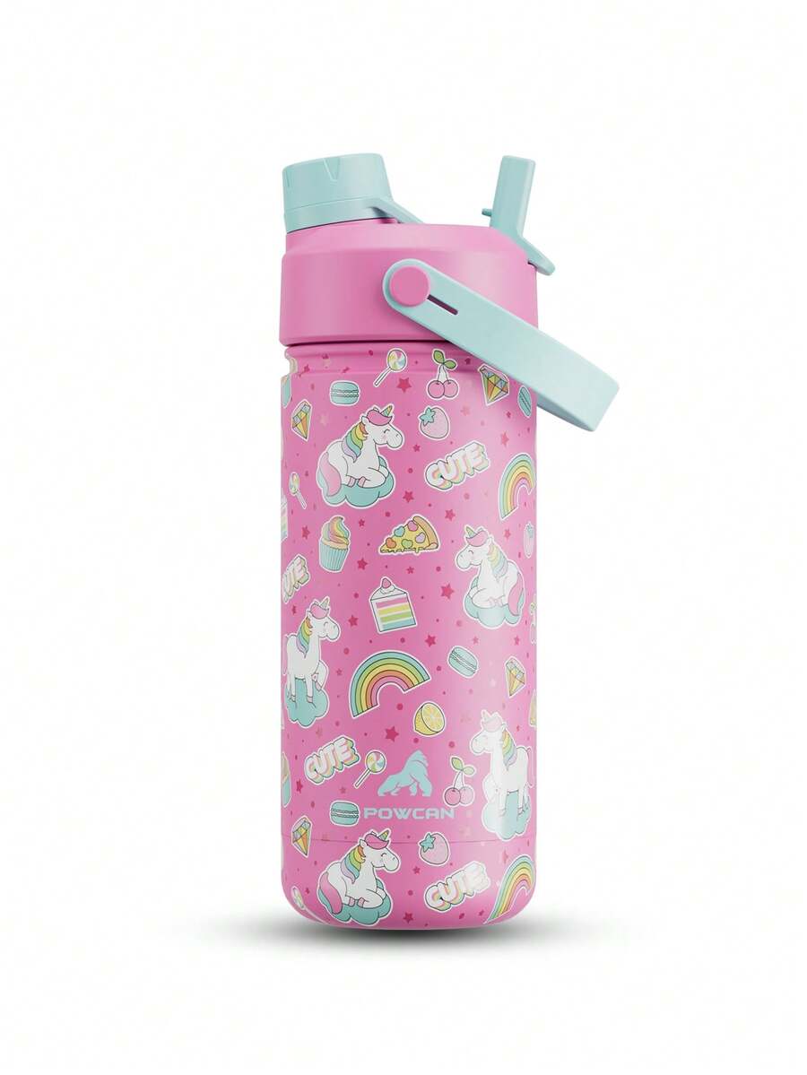 Powcan 18oz Insulated Water Bottle With 2-In-1 Straw Lid, 24 Hours Cold Retention, Leak-Proof, Stainless Steel Double Wall, Suitable For Sports, Fitness, Travel And School