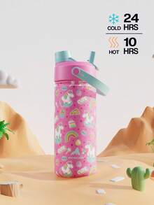 Powcan 18oz Insulated Water Bottle With 2-In-1 Straw Lid, 24 Hours Cold Retention, Leak-Proof, Stainless Steel Double Wall, Suitable For Sports, Fitness, Travel And School