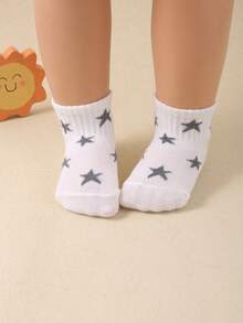 24/12/5 Pairs Grey Series Baby Socks, Striped, Pentagram, Cartoon, Dinosaur Patterns. Simple Casual Style, Matching All Outfits, Suitable For All Seasons. Baby Socks, Newborn Essentials, Infant Socks, Toddler Socks.
