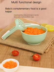 1pc Baby Hand-Powered Food Grinder, Infant & Toddler Feeding Puree Blender, Fruit/Vegetable Masher & Bowl Set, Feeding Utensils, Infant Care Supplies