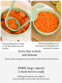 1pc Baby Hand-Powered Food Grinder, Infant & Toddler Feeding Puree Blender, Fruit/Vegetable Masher & Bowl Set, Feeding Utensils, Infant Care Supplies