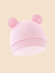 8Pcs Baby Girls Cute Bear Ear Newborn Hat & Mittens Soft Stretchy Baby Gift For Pregnant Girl, Ideal For Hospital & Daily Use 0-6M