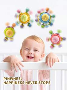 Baby Teether Cute Bear Spinning Toy, Manhattan Baby Sensory Gripping Ball Toy, Montessori Learning And Development Toys, Suction Cup Spinning, Designed For Newborns, Soothing Teether, Soothes Baby's Emotions, Promotes Motor And Cognitive Development, Suitable For Newborns 0-3 Years Old, For Both Male And Female Babies (Accessory Colors Randomized), Suitable For Back-To-School Season, Halloween, Christmas