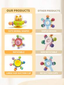 Baby Teether Cute Bear Spinning Toy, Manhattan Baby Sensory Gripping Ball Toy, Montessori Learning And Development Toys, Suction Cup Spinning, Designed For Newborns, Soothing Teether, Soothes Baby's Emotions, Promotes Motor And Cognitive Development, Suitable For Newborns 0-3 Years Old, For Both Male And Female Babies (Accessory Colors Randomized), Suitable For Back-To-School Season, Halloween, Christmas