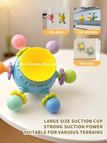 Baby Teether Cute Bear Spinning Toy, Manhattan Baby Sensory Gripping Ball Toy, Montessori Learning And Development Toys, Suction Cup Spinning, Designed For Newborns, Soothing Teether, Soothes Baby's Emotions, Promotes Motor And Cognitive Development, Suitable For Newborns 0-3 Years Old, For Both Male And Female Babies (Accessory Colors Randomized), Suitable For Back-To-School Season, Halloween, Christmas