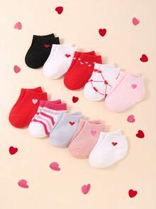 10 Pairs Of Baby Girl Boat Socks Toddler Love Low Cut Nude Socks