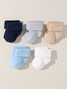 10 Pairs Newborn/Baby Boy Solid Color Thick Warm Flip-Top Socks
