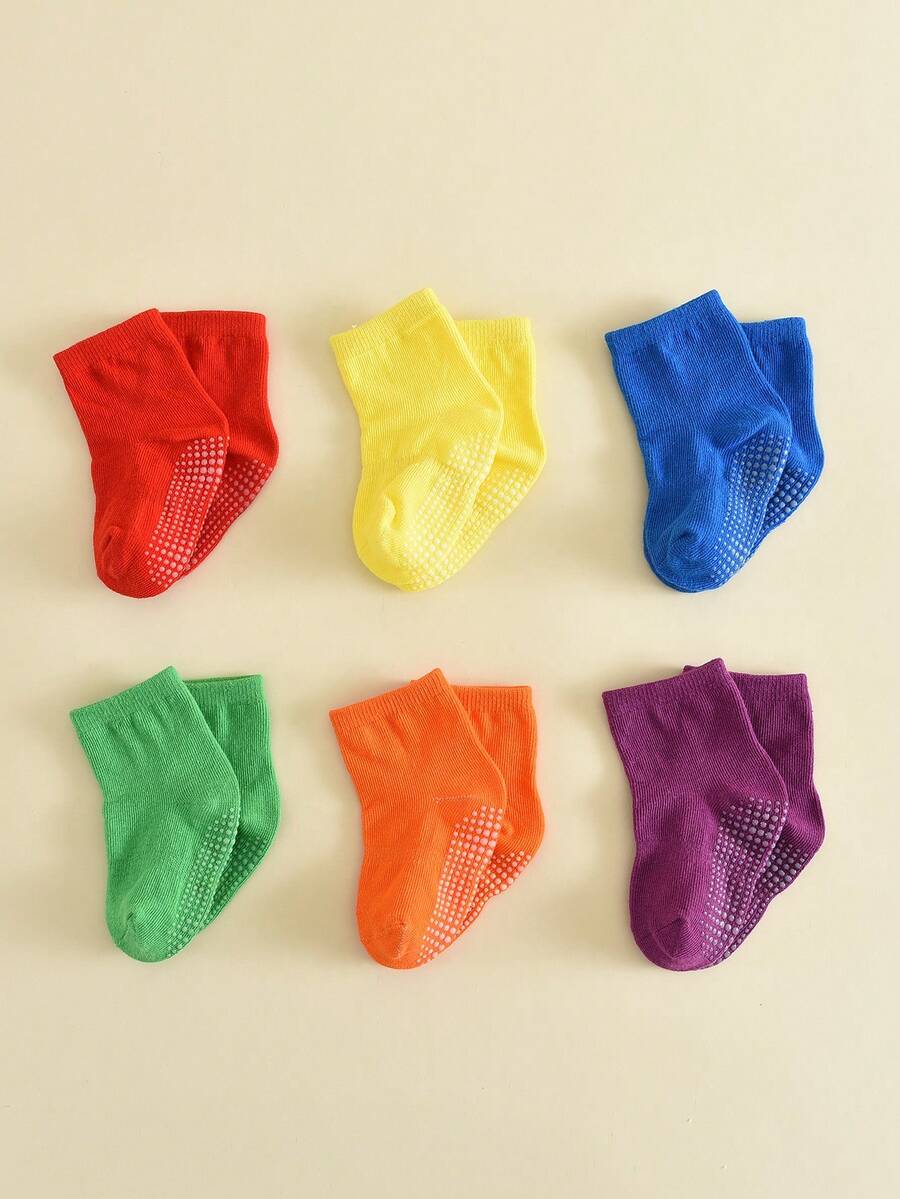 6 Pairs Toddler Anti-Slip Grip Socks, Boys & Girls Baby