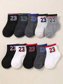 20 Pairs Boys' Socks, 10 Pairs Baby Socks - Cute Letter & Striped Athletic Socks, Toddler Low-Cut Socks, Children Socks, Unisex, Newborn Infant Socks, Baby Party Decor Halloween Christmas Gift