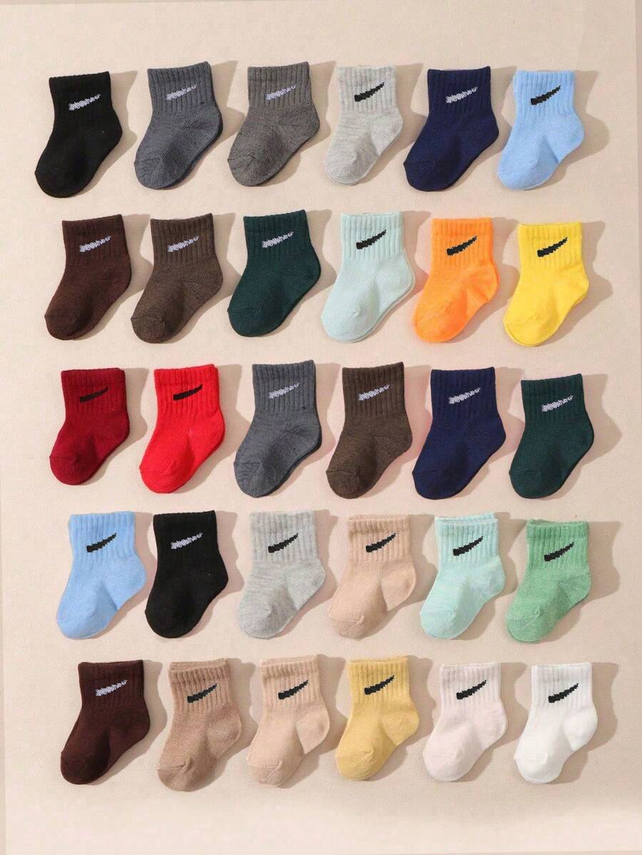 15/10/5 Pairs/Set Toddler Boys' Random Candy Color Elastic Mid-Calf Socks, Suitable For Summer, 0-36 Months, Spring/Summer, Baby Socks, Boys Socks, Infant Socks, Thanksgiving Christmas Gift
