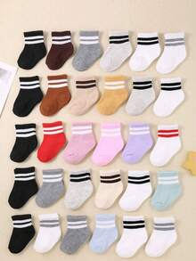 10/5 Pairs Black And White Striped Design Baby Casual Socks