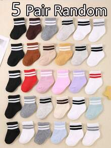 10/5 Pairs Black And White Striped Design Baby Casual Socks