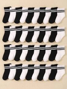 10/5 Pairs Black And White Striped Design Baby Casual Socks