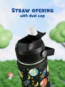 12oz/355ml Stainless Steel Vacuum Insulated Water Bottle With Leak-Proof Nipple Cap And Soft Silicone Straw, Suitable For Students And Outdoor Travel