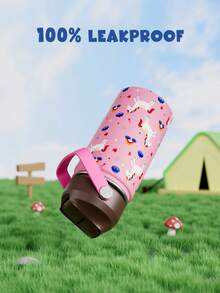 12oz/355ml Stainless Steel Vacuum Insulated Water Bottle With Leak-Proof Nipple Cap And Soft Silicone Straw, Suitable For Students And Outdoor Travel