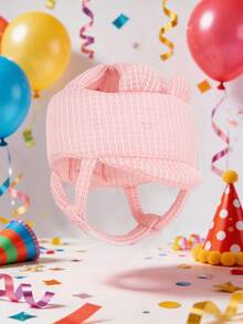 1pc Cartoon Bear Baby Anti-Fall Hat, Adjustable Baby Toddler Anti-Collision Protective Helmet, 3D Mesh Breathable Summer Baby Safety Cap, Anti-Fall Hat, Crawling Protection Hat, Coffee/Pink