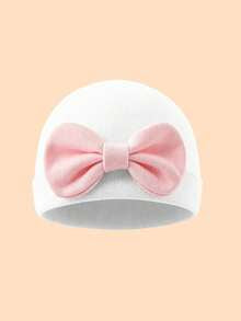 3pcs/1pc Soft & Breathable Bow Decor Newborn Baby Hospital Hat, Cute Design Suitable For Baby Boys & Girls All Seasons, Great As Gift