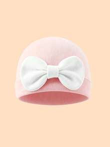 3pcs/1pc Soft & Breathable Bow Decor Newborn Baby Hospital Hat, Cute Design Suitable For Baby Boys & Girls All Seasons, Great As Gift