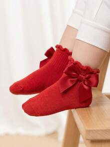 Cozy Pixies 5 Pairs Of Baby Socks, Love Bow, Cute Lace Socks, Warm Indoor And Outdoor Can Be Worn