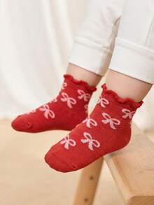 Cozy Pixies 5 Pairs Of Baby Socks, Love Bow, Cute Lace Socks, Warm Indoor And Outdoor Can Be Worn