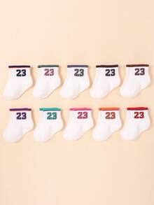 20 Pairs Boys' Socks, 10 Pairs Baby Socks - Cute Letter & Striped Athletic Socks, Toddler Low-Cut Socks, Children Socks, Unisex, Newborn Infant Socks, Baby Party Decor Halloween Christmas Gift