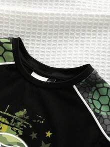 TEENAGE MUTANT NINJA TURTLES | SHEIN Baby Boy Cartoon Print Round Neck Short Sleeve T-Shirt And Pants Casual Daily Outfit