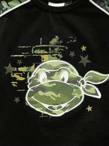 TEENAGE MUTANT NINJA TURTLES | SHEIN Baby Boy Cartoon Print Round Neck Short Sleeve T-Shirt And Pants Casual Daily Outfit