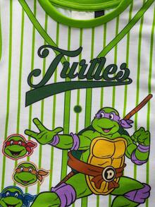 TEENAGE MUTANT NINJA TURTLES | SHEIN Baby Boy Summer Casual Colorblock Striped Cartoon Print T-Shirt And Shorts Set