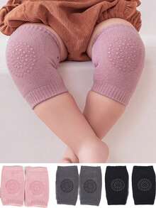 3pcs Baby Boys & Girls Knee Pads, Mixed Colors, Outdoor & Indoor Anti-Slip Crawling & Walking Leg Protector